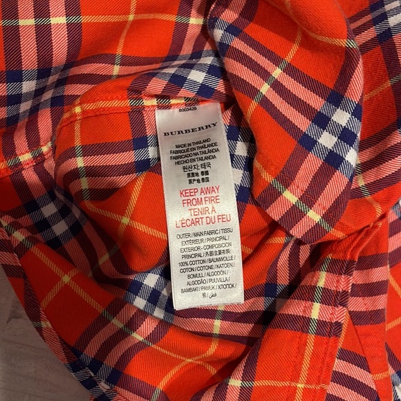 Burberry classic red plaid button down shirt, size 4 - Picture 5 of 5